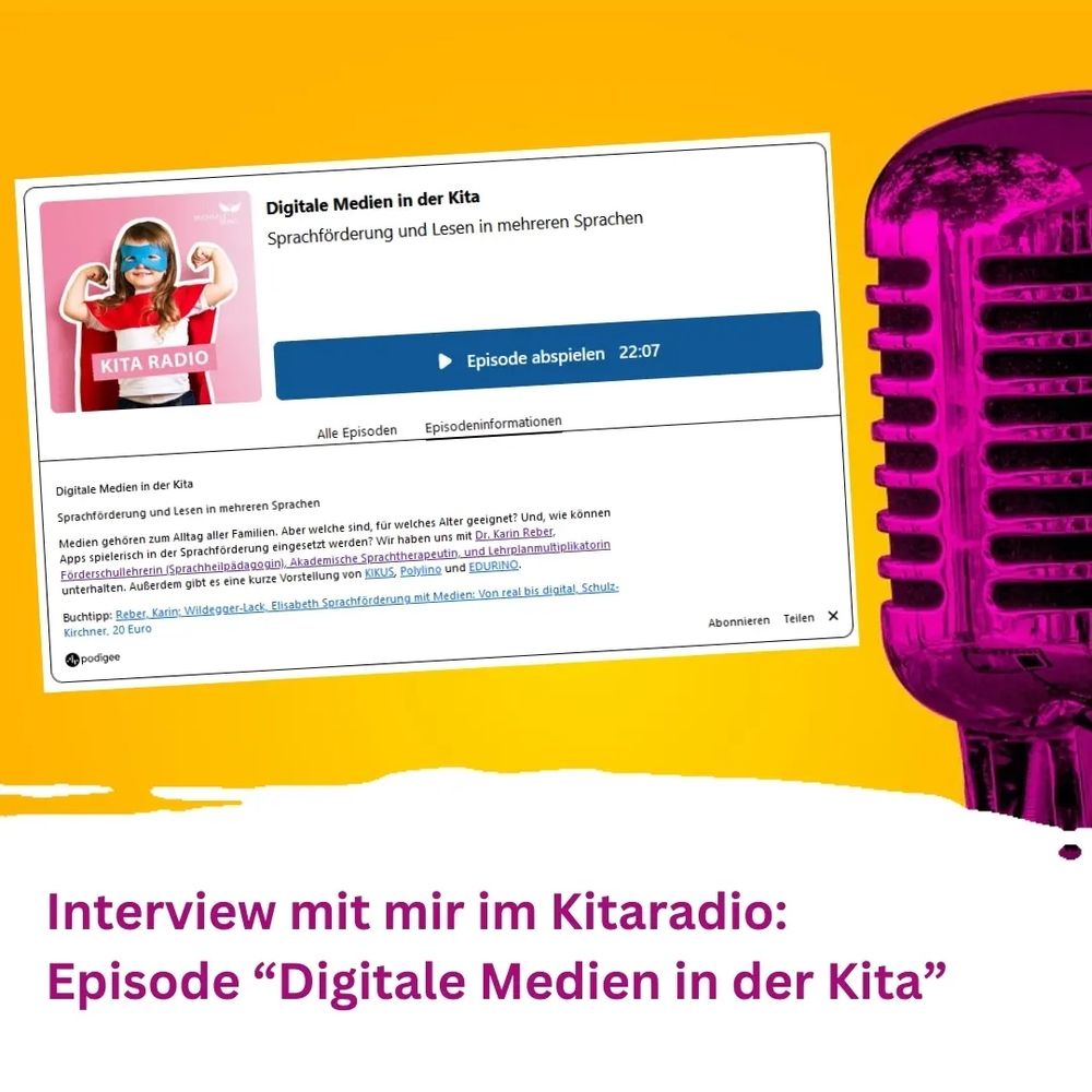 Interview mit mir im Kitaradio: Episode "Digitale Medien in der Kita", vgl. www.kitaradio.de oder Mein erstes Radiointerview: "Digitale Medien in der Kita" für https://kitaradio.de