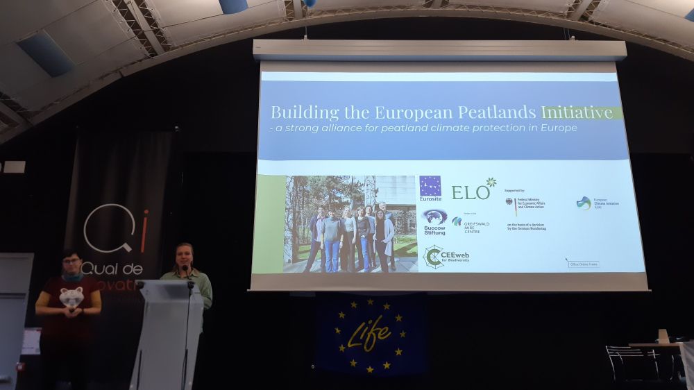 Marina Skunca of Eurosite on stage talking about the European Peatland Initiative