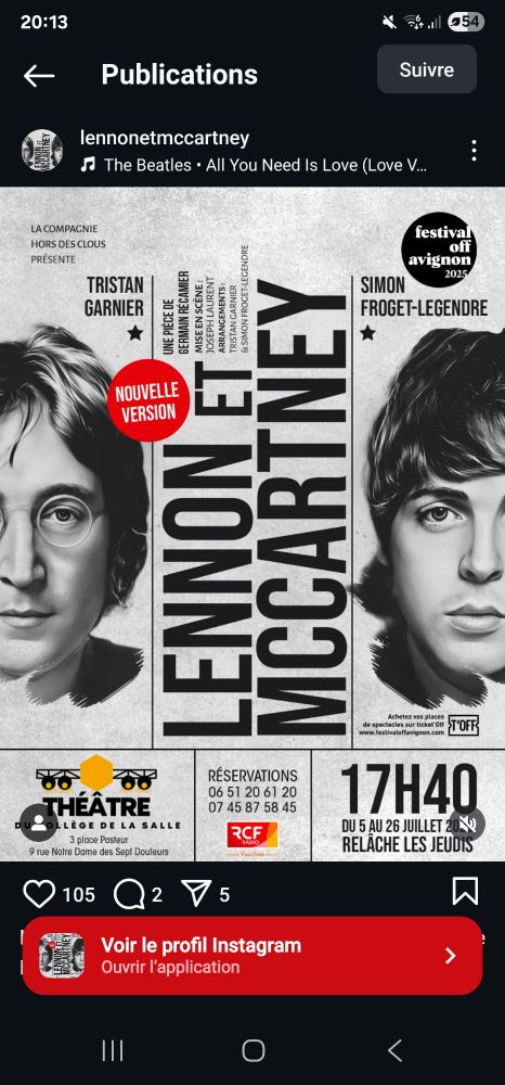 Affiche du spectacle mentionné dans le post avec les informations de Billeterie 17h40 au théâtre du collège de la salle relâche les jeudis