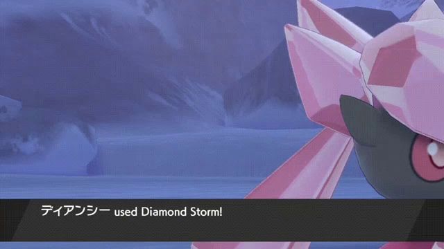 a video game screen shows a pokemon called used diamond storm