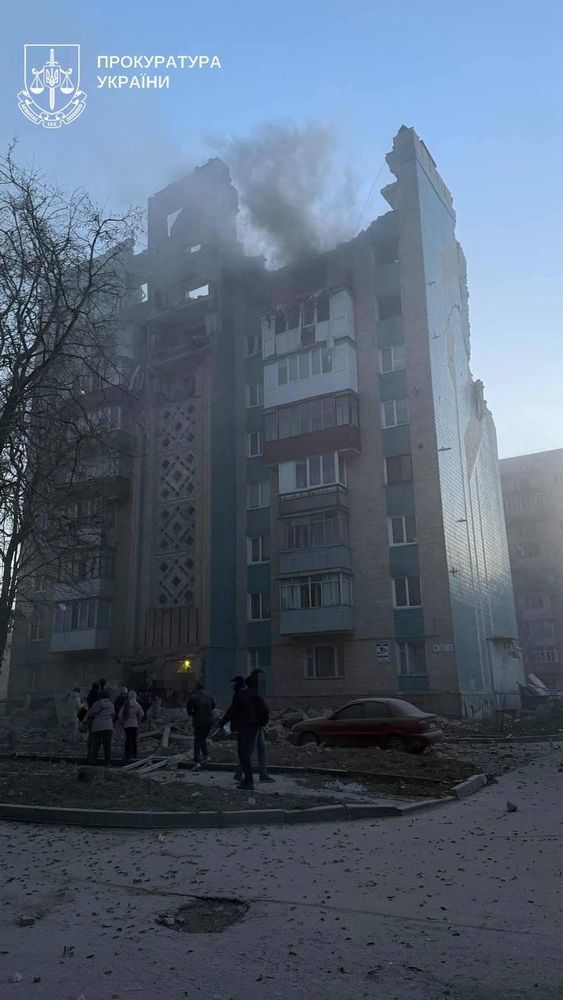 A local prosecutor’s office in Ternopil, Ukraine, released a photo of one of the blocks of apartments damaged in the Russian army’s attacks on Nov 19, 2025.