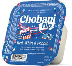 Chobani Flip Yogurt, red, white, and poppin’ flavor