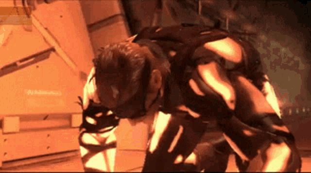 A brief scene from the Old Snake microwave hallway scene in Metal Gear Solid 4: Guns of the Patriots.