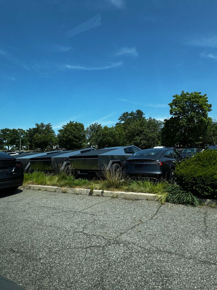 Way too many cybertrucks in a parking lot