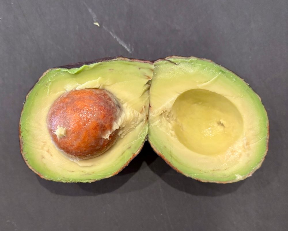 Perfectly ripe avocado cut open