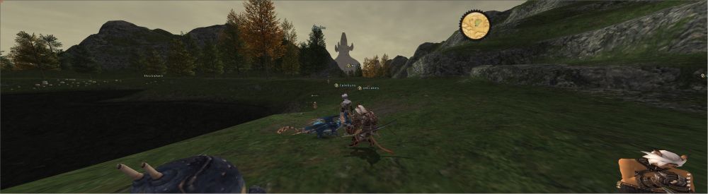 Party play in la theine near the crab pond with the crag in the distance