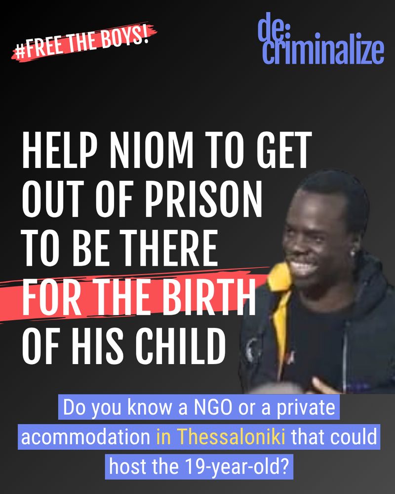 #FreeTheBoys! - Help Niom to get out of prison to be there for the birth of his child. Do you know a NGO or a private accommodation in Thessaloniki that could host the 19-year-old?
