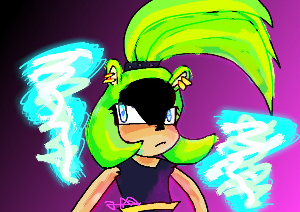 A digital drawing of Surge the Tenrec from the IDW Sonic comics.