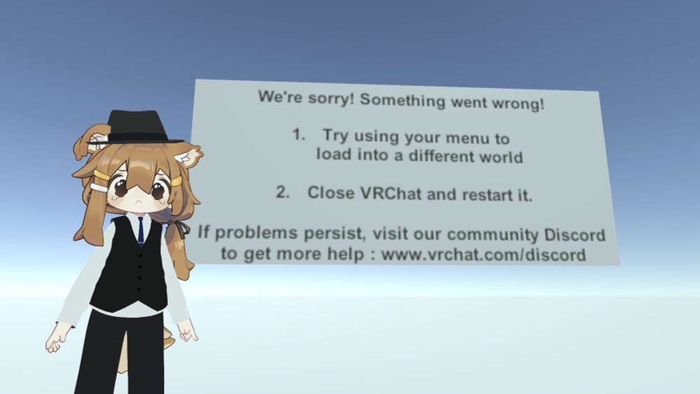 Me with vrchat error background (vrchat is down)