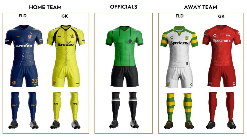 Rhode Island FC vs. Tampa Bay Rowdies Uniform Matchup at Centreville Bank Stadium on ESPN+. 