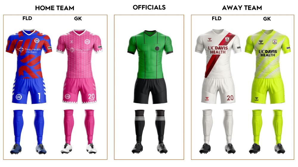 Hartford Athletic vs. Sacramento Republic FC Uniform Matchup at Trinity Health Stadium on ESPN+. 