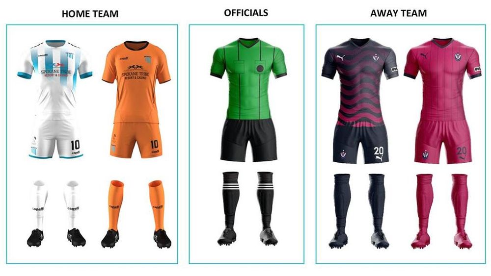 Spokane Velocity FC vs. South Georgia Tormenta FC Uniform Matchup at ONE Spokane Stadium in the Quarterfinals of the USL League One Playoffs on ESPN+. 