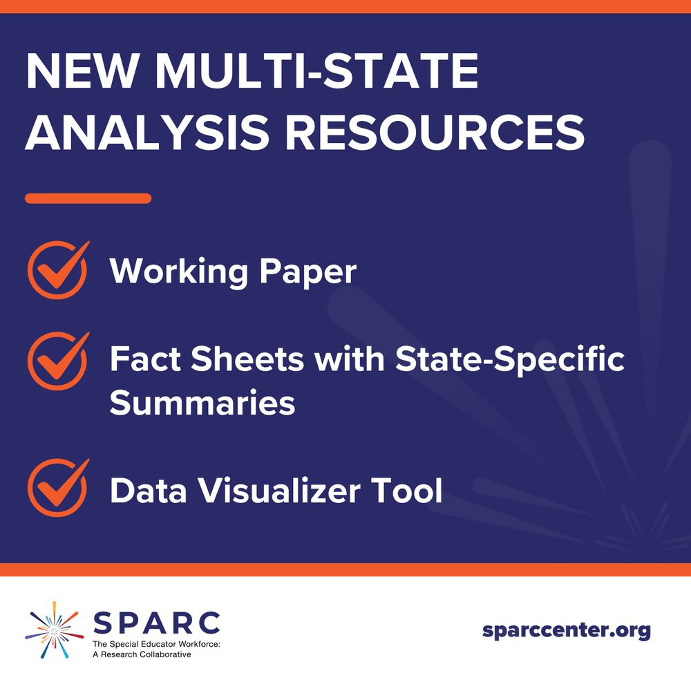Promotional graphic for the SPARC Center’s new multi-state analysis resources. It includes a bulleted list detailing the resources, including a working paper, fact sheets with state-specific summaries, and a data visualizer tool. 
