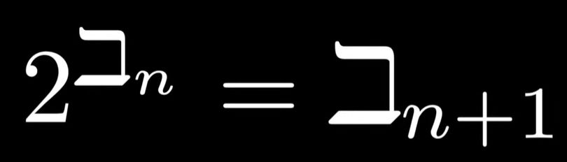 Two to the power of bet-n equals bet (n plus one).