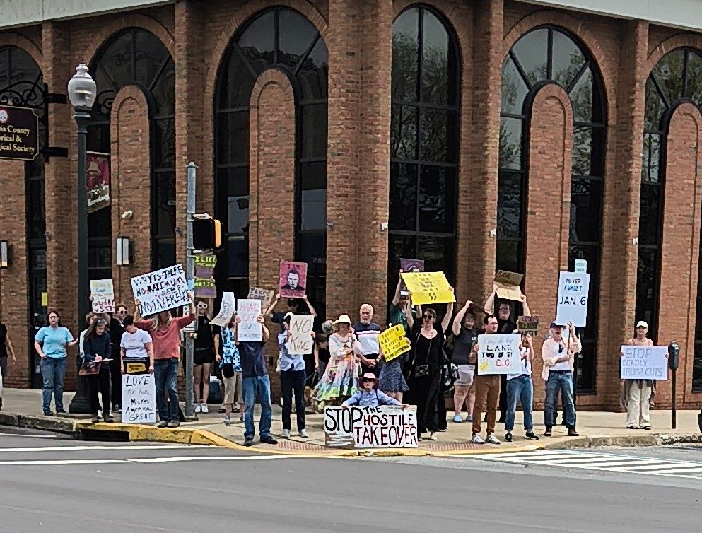 And protest on another corner