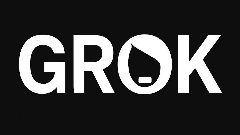 Schriftzug „GROK“, bei dem das O durch eine schräge Scheitellinie und eine kurze horizontale Linie in der unteren Mitte an einen sehr schlechten deutschen Büttenredner aus den 30er und 40er Jahren erinnert.