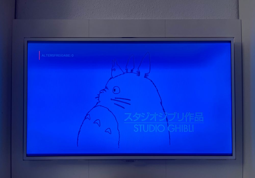 Ein Standbild auf dem TV mit dem Studio Ghibli-Logo