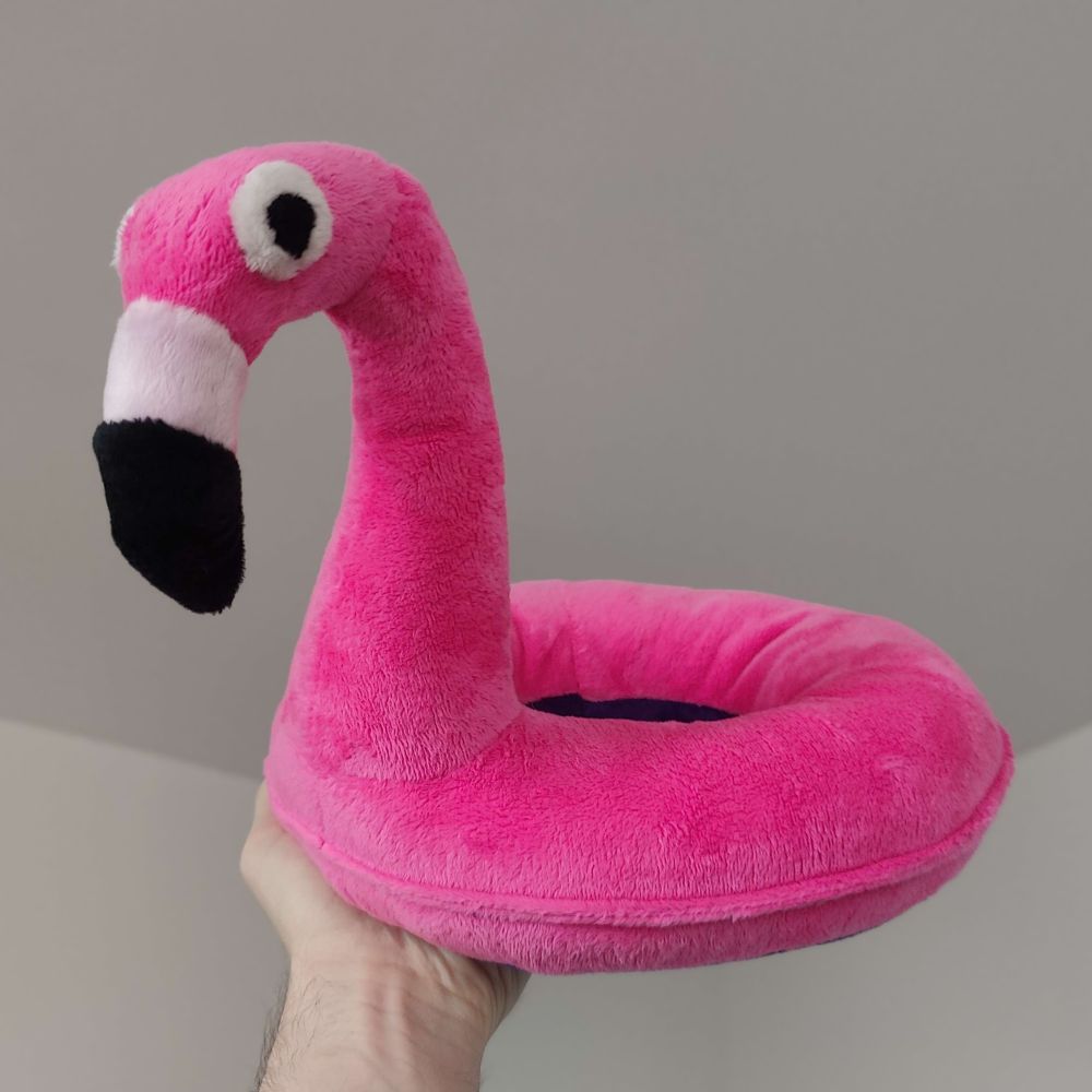 Minky fabric filled with some crafter grade polyfil, sportin 5 colors, the neon pink is a bit much but perfect for how insanely bright real flamingo inner-tubes are.