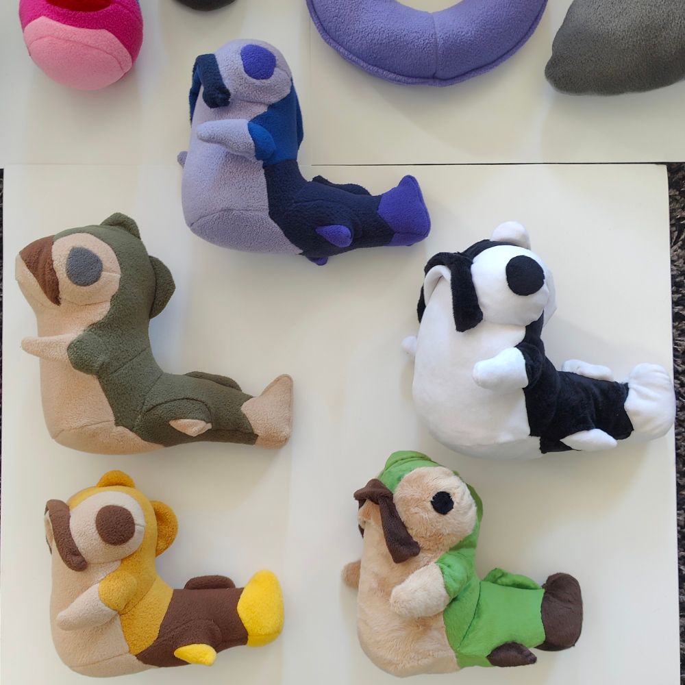 The Frank family so far, the janky looking two on the right are Minky, which I'm still learning how to sew better.