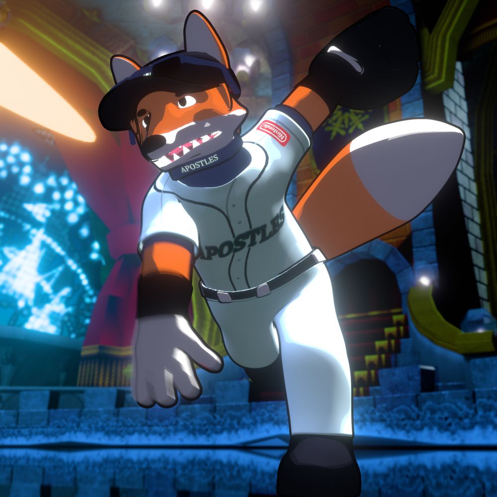 Thump making a throw from right field in Peach Ice Garden, wearing a suspiciously Mariners-looking uniform with his team's name on it