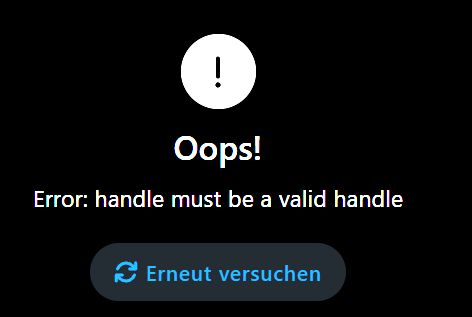 Fehlermeldung, wenn man versucht, das Profil eines nicht existierenden Bluesky handles zu besuchen.