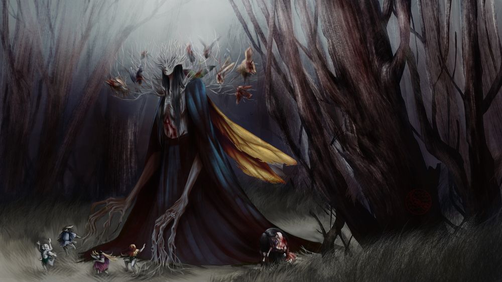 Fairies are extremely rare. However, they can be found in the forest, a woodland that no man dares to enter. There aren't many of them, and they rarely live long enough since branches grow from their faces, obstructing their vision. The weaker ones normally die as the branches grow; the pain is excruciating. Some have never found a way to live in that state. Those who succeed tend to begin to use the roots of their fingers to fill the vibration of the earth in order to navigate their way, sense movement, and kill those in their path.
 
One elder fairy befriended some wicked creatures, and you can occasionally hear their little laughs in the forest. Everything is a game to them, even though they struggle to get anything to eat due to their small stature. You see, they only drink blood. The elder fairy took pity on her newfound friend, so they made a deal: the small creature will navigate her through the forest and keep her company, and she will hunt anything that breathes to ensure they are nourished. An unusual duo, but they appear to be happy together.