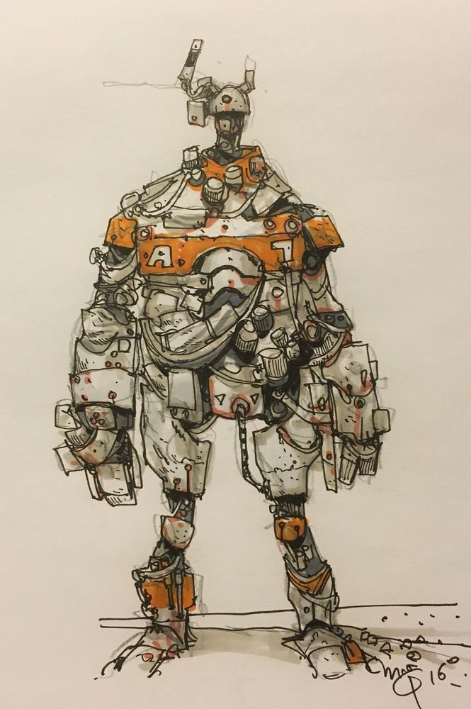 Ink and marker drawings of robodudes, dudes what are robots 