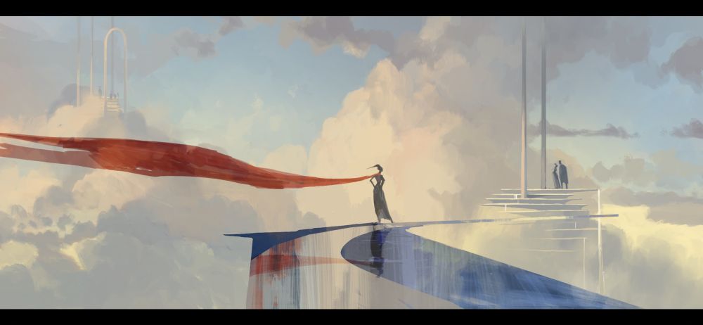 Digital painting, Mount Olympus environment design 
