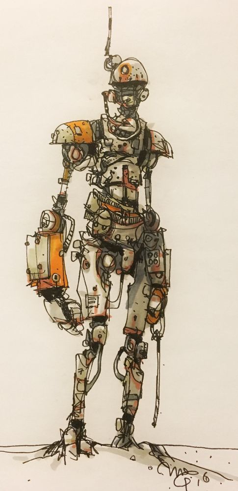 Ink and marker drawings of robodudes, dudes what are robots 