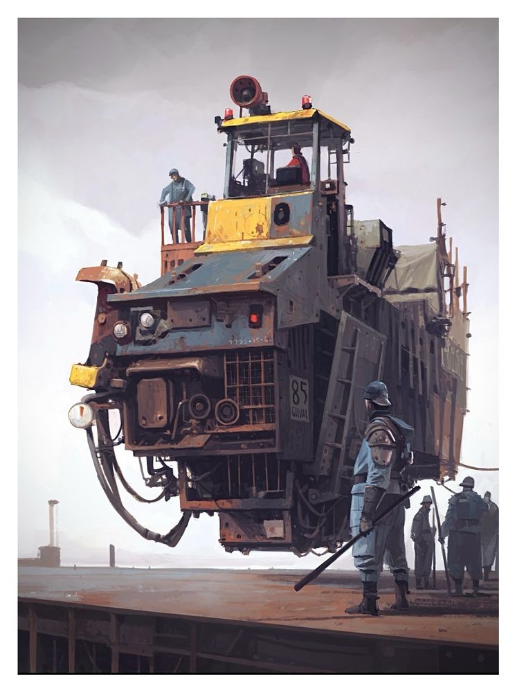Digital painting for Mileships book; a prison transport 