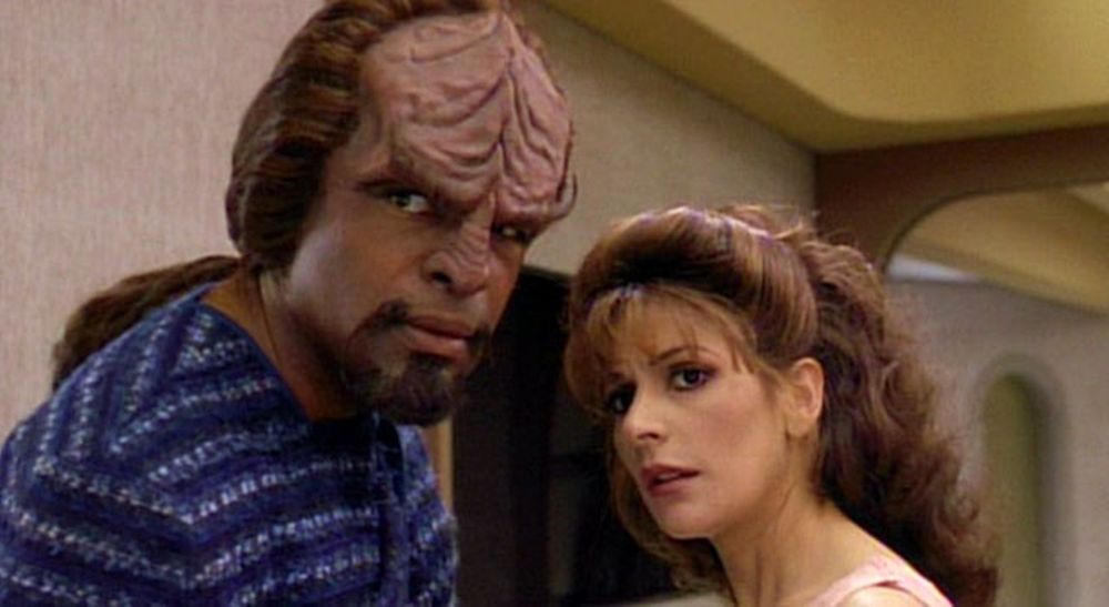 Worf and Deanna Troi as a couple in The Next Generation