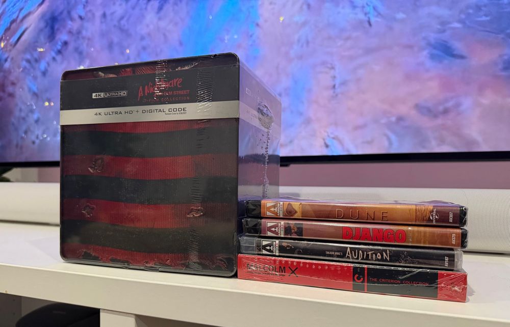 4K 7 disc collection of A Nightmare on Elm Street, 4K copy of David Lynch’s Dune, 4K copy of Django, 4K copy of Malcom X, and a 2K copy of Audition 