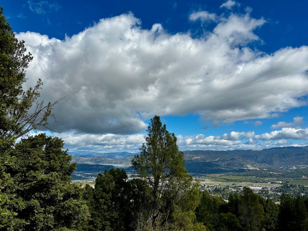 View of northern Ukiah valley with Lake Mendocino in the distance. 