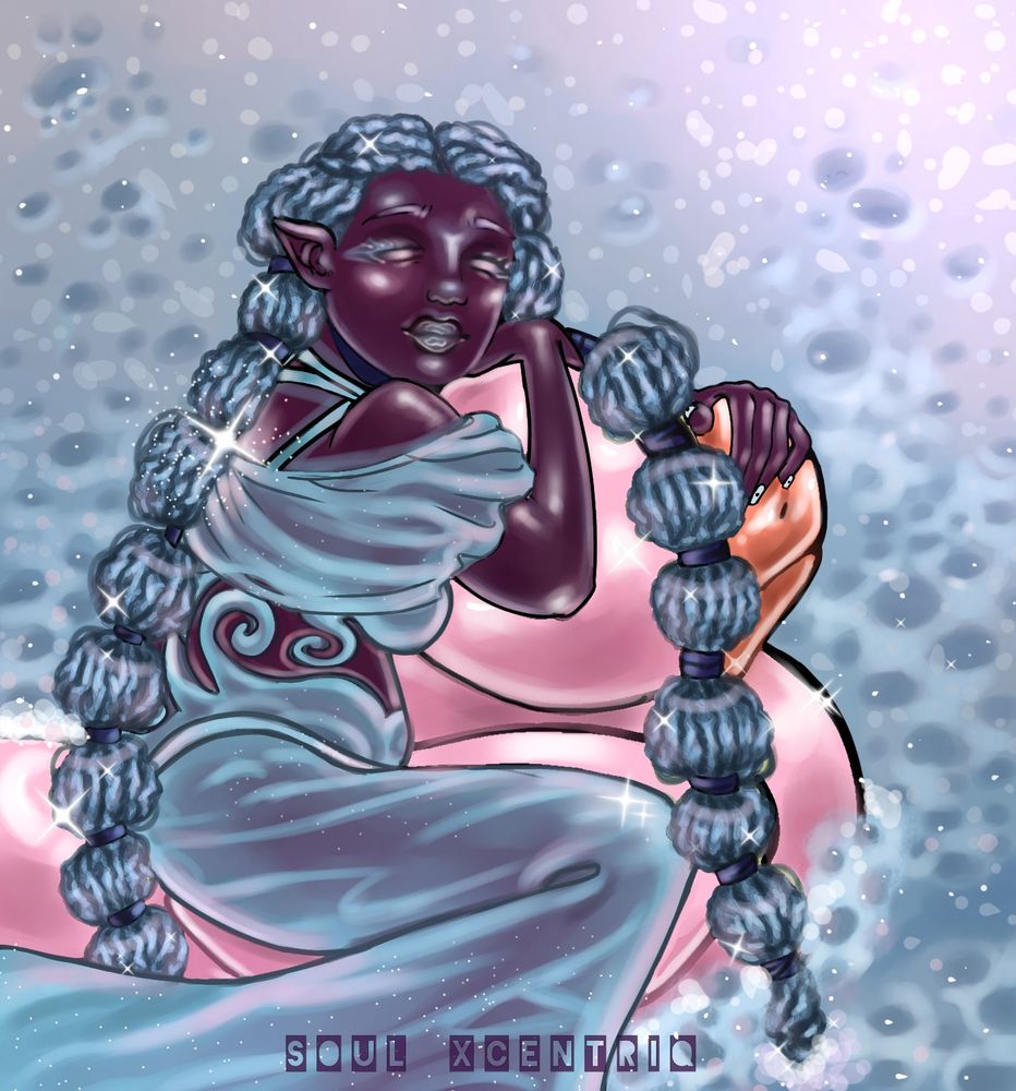 Water Nymph that found a rubber duck in her lake.🧚🏾‍♀️💧