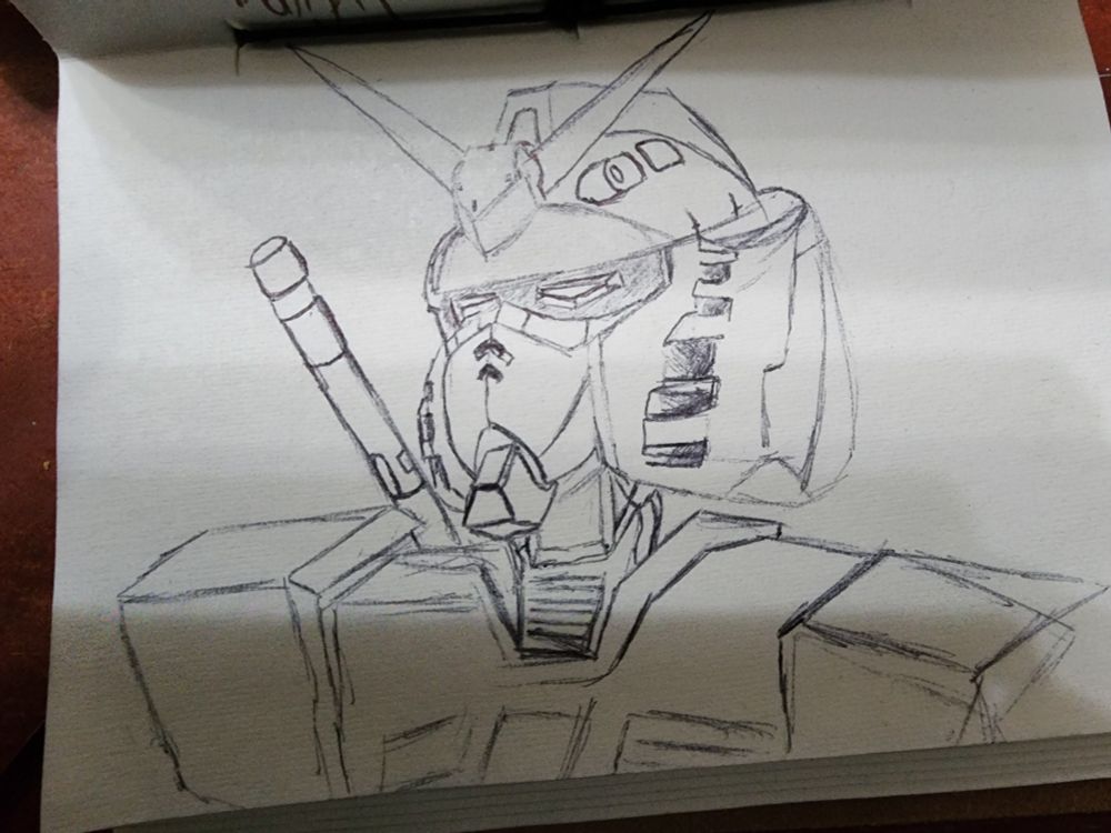 A drawing of a gundam