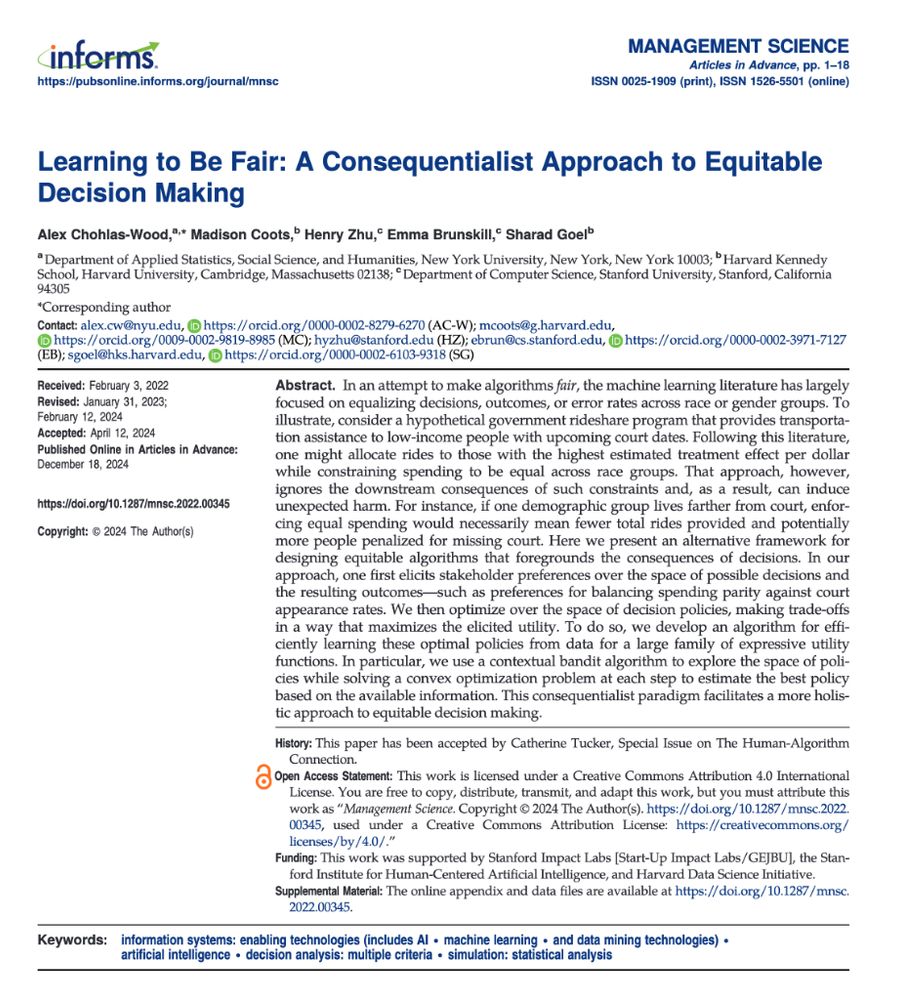 A screenshot of the first page of our paper, Learning to Be Fair, showing the title and abstract.