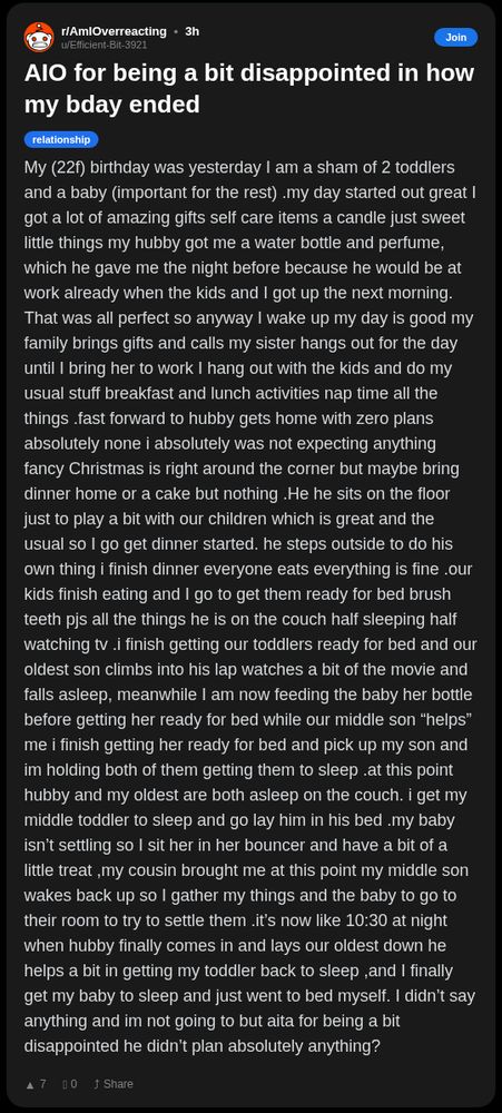 Originally posted by Efficient-Bit-3921 on r/AmIOverreacting on December 10th, 2025.