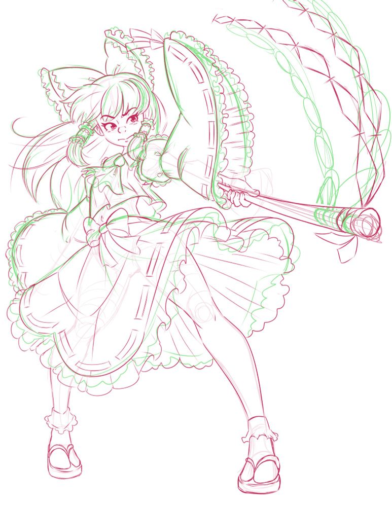 Touhou, Reimu Hakurei, Fan art, art, sketch, indie game