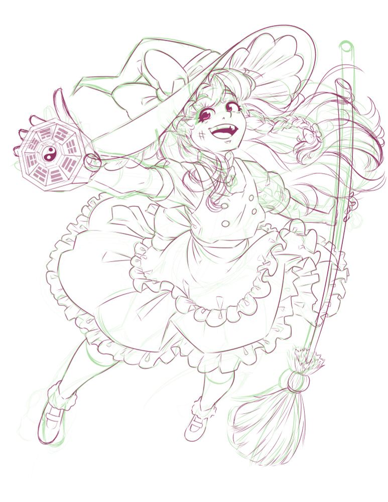 Touhou, Marisa Kirisame, Fan art, art, sketch, indie game