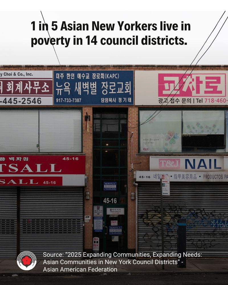 1 in 5 Asian New Yorkers live in poverty 14 council districts.

Source: "2025 Expanding Communities, Expanding Needs: Asian Communities in New York Council Districts" - Asian American Federation