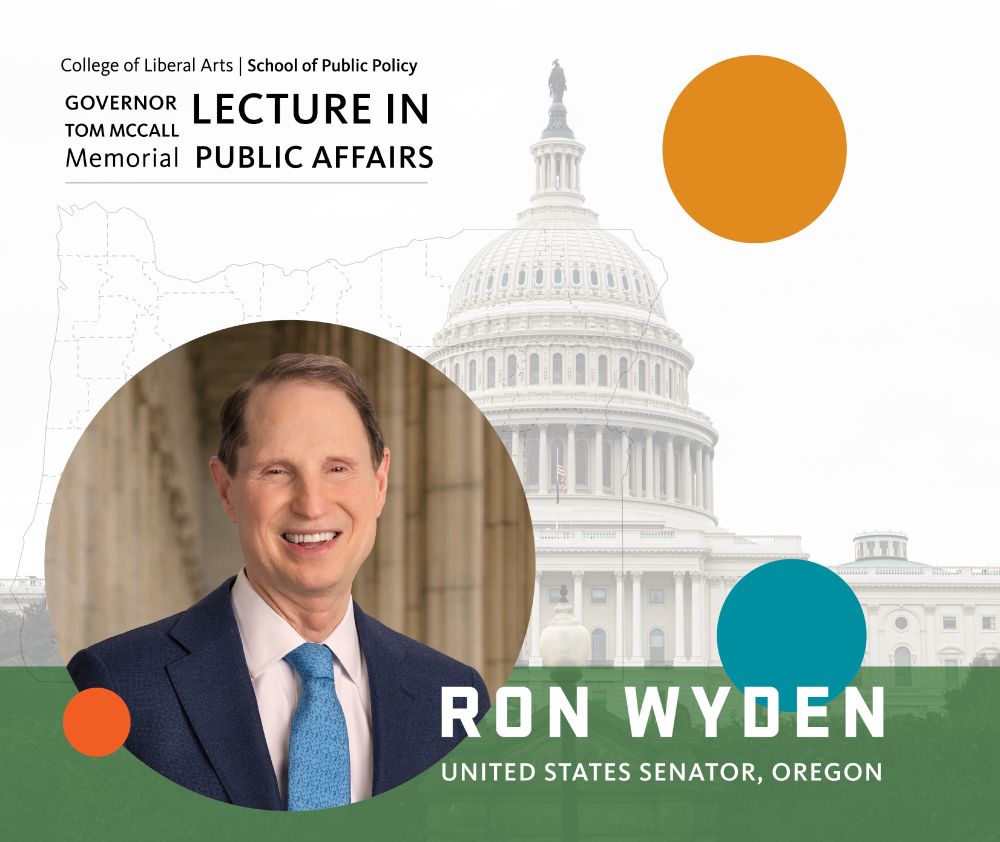 Headshot of Sen. Ron Wyden. College of Liberal Arts. School of Public Policy.