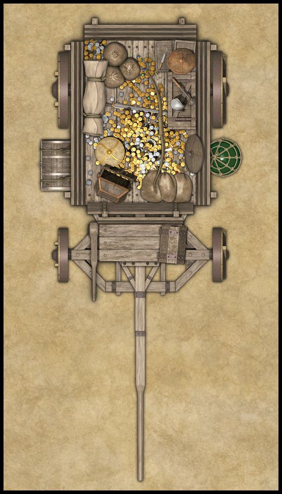 Various Fantasy wagons intend for use on virtual tabletop maps.