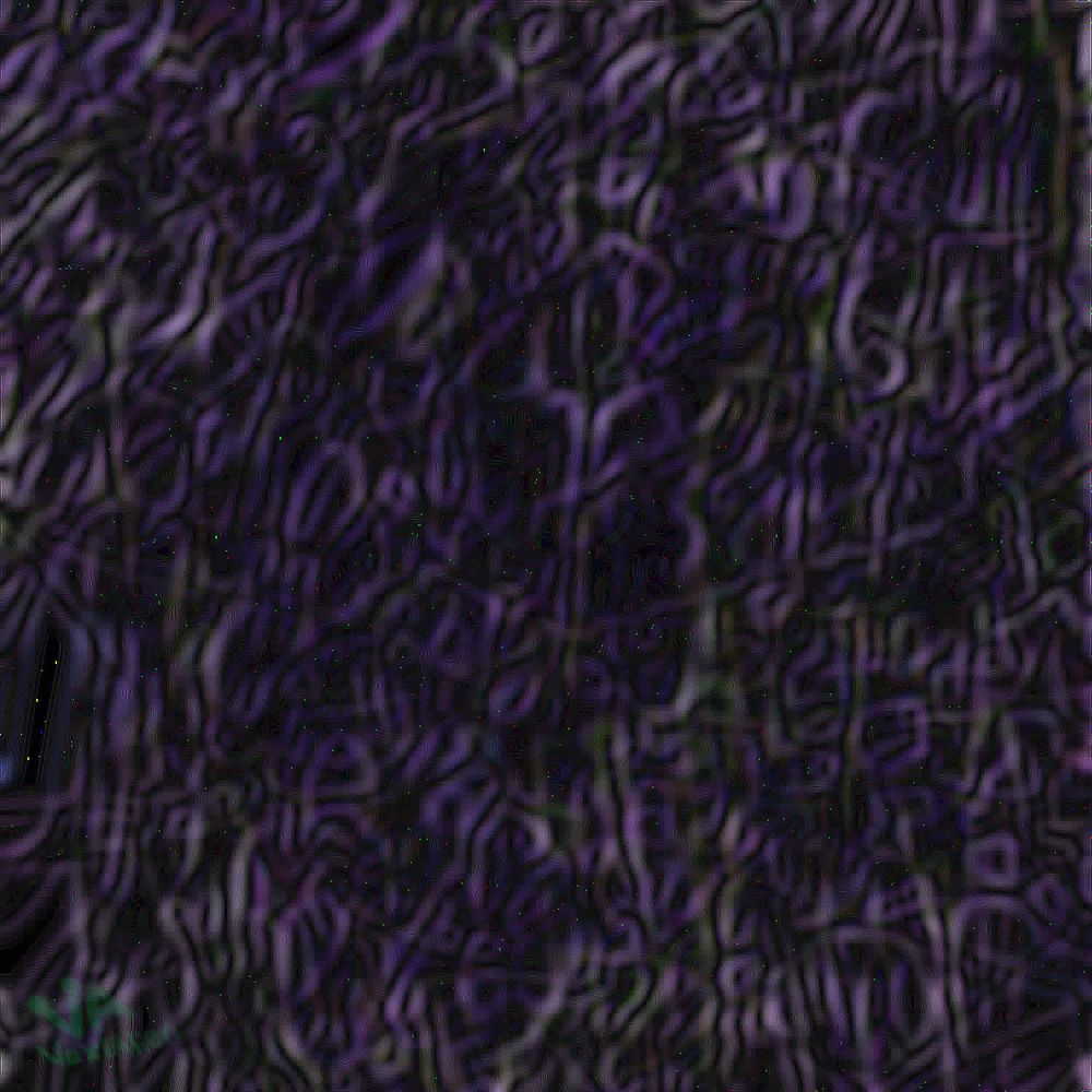 an artwork, mainly a purple color with hints of desaturated green, and made up of various tubes, resembling a tangled mess of worms or brain matter. it appears slightly glitched