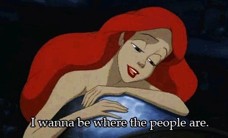 a cartoon of ariel from the little mermaid with the words i wanna be where the people are below her