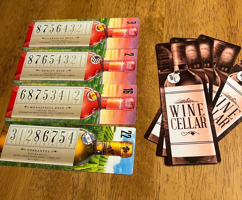 Wine bottle cards form a cellar rack