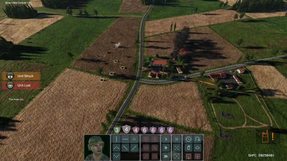A screenshot of the April Fools real-time strategy (RTS) mode in tank sim game "Gunner, HEAT, PC!"