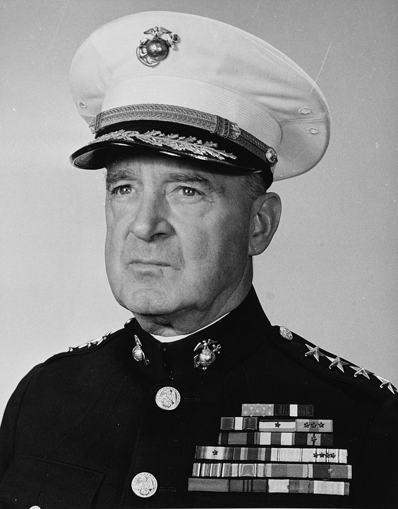 General Vandegrift, commander of the 1st Marine Division at Guadalcanal