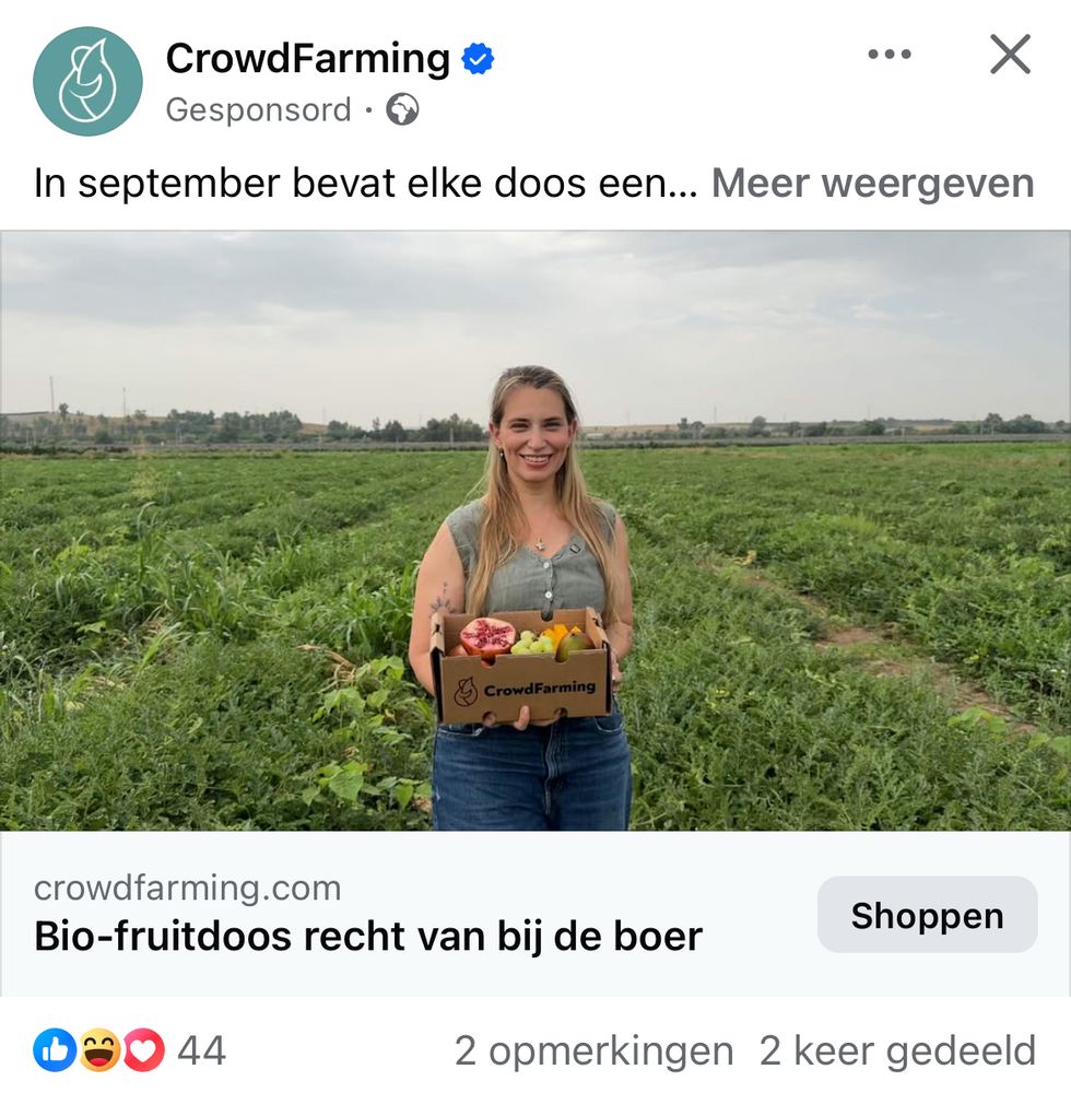 Schermafbeelding van advertentie op Facebook 