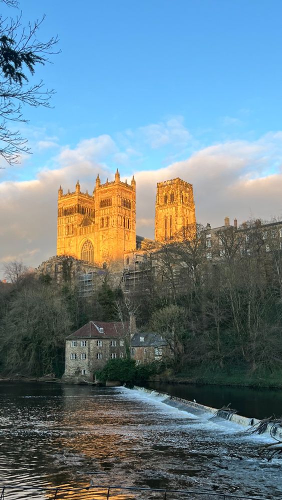 Durham cathedral in crepuscular winter light