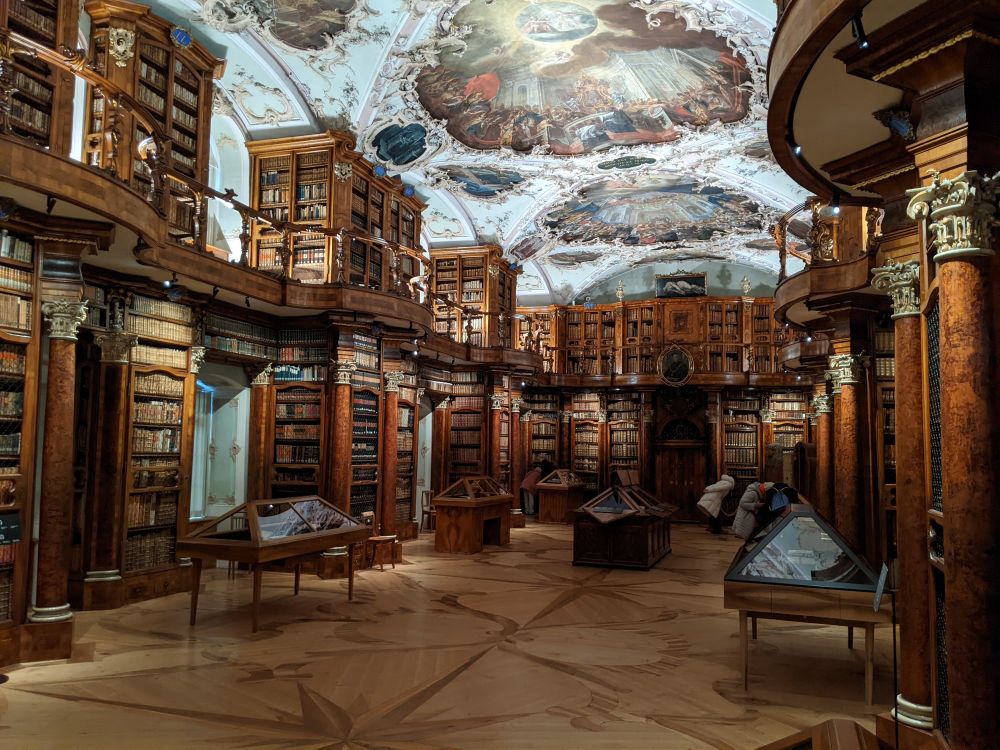 abbey library of St. Gallen, richly ornamented in rococo style